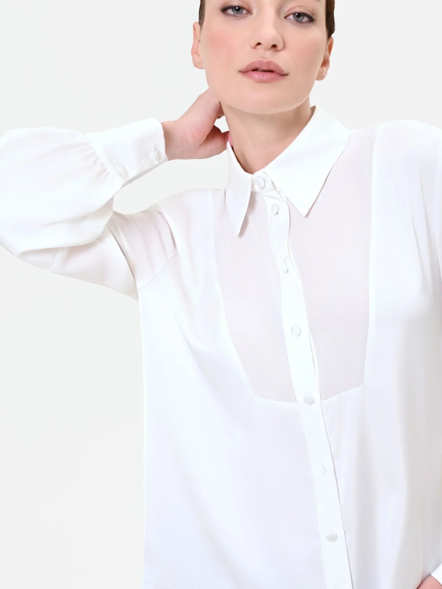 Camicia in Georgette con Inserto Geometrico