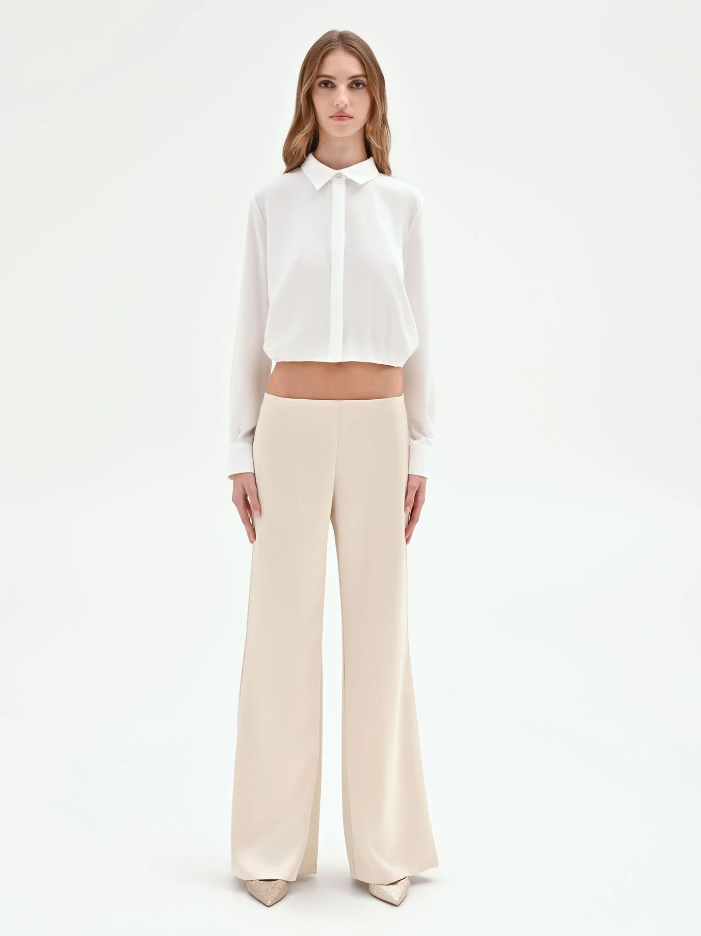 Camicia Cropped con Fondo Elastico