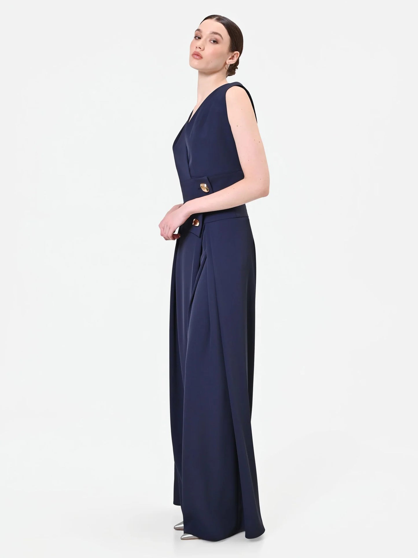 Pantalone Palazzo con Bottone Design
