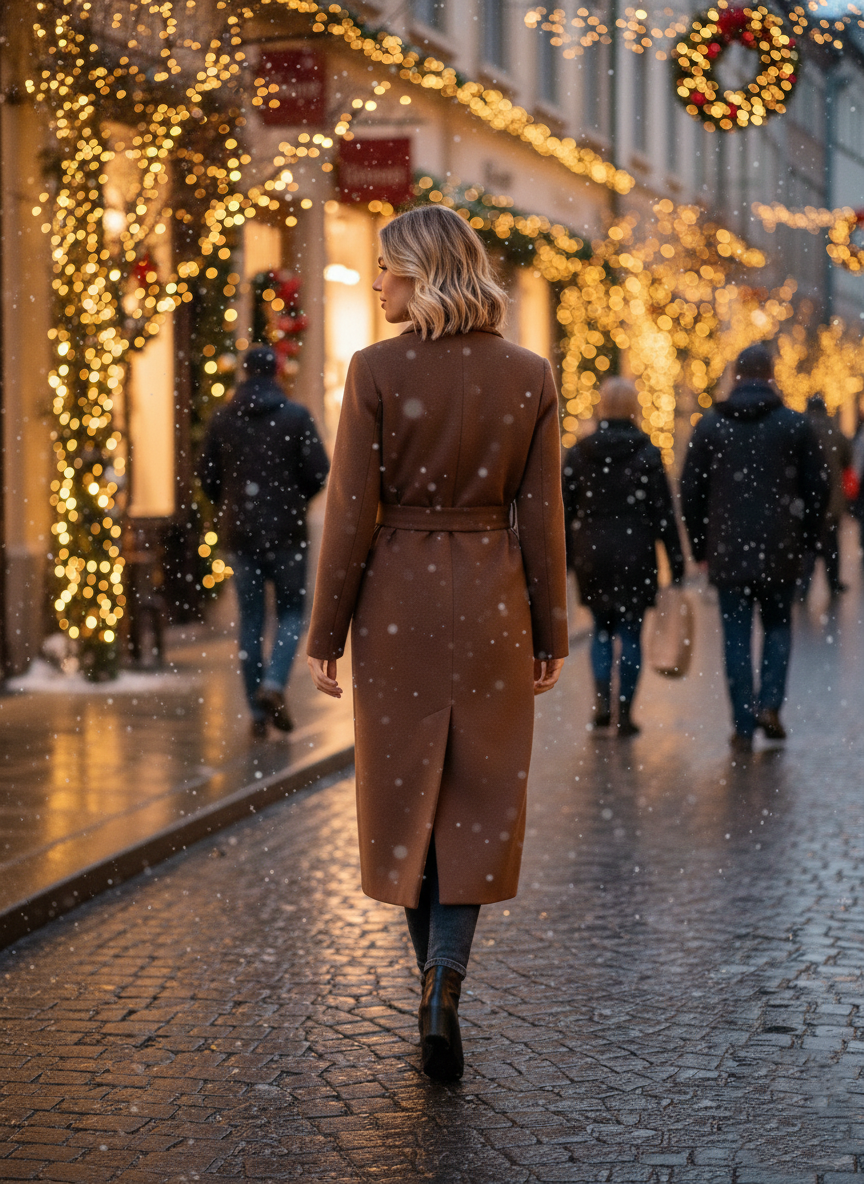Cappotto Vestaglia Midi in Misto Viscosa