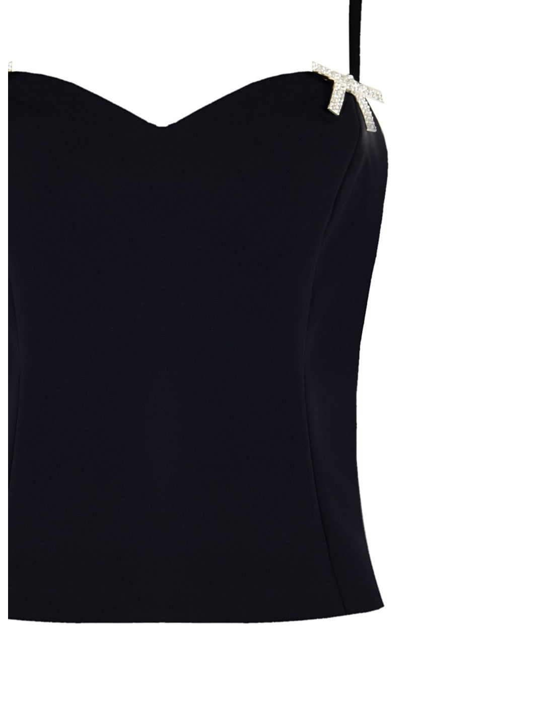 Top Bustier in Tessuto Tecnico con Spille Fiocco in Strass