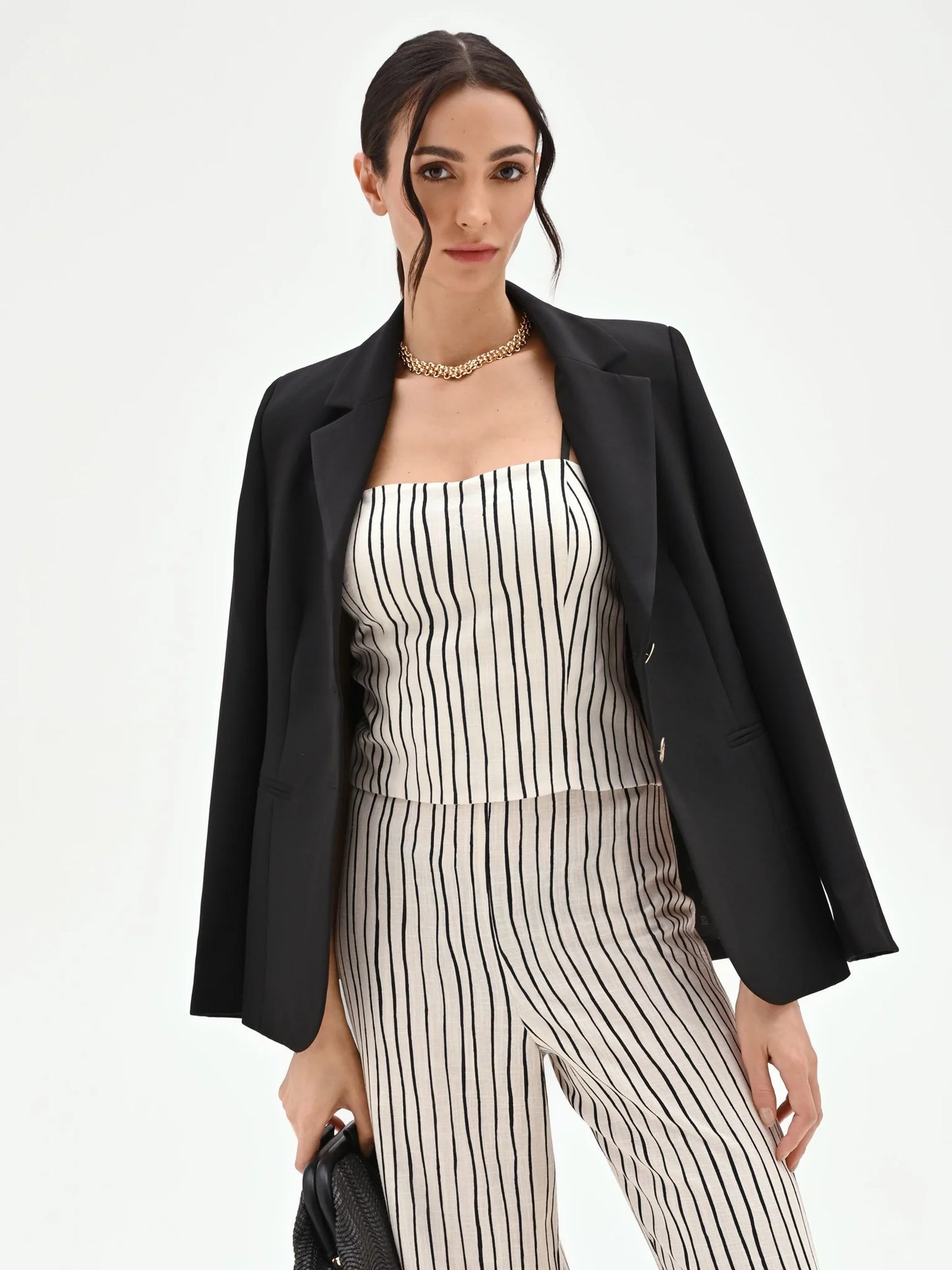 Top in Lino con Fantasia a Righe