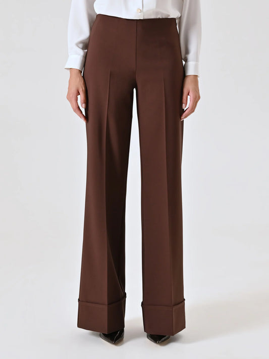 Pantaloni Ampi con Maxi Risvolto in Tessuto Tecnico