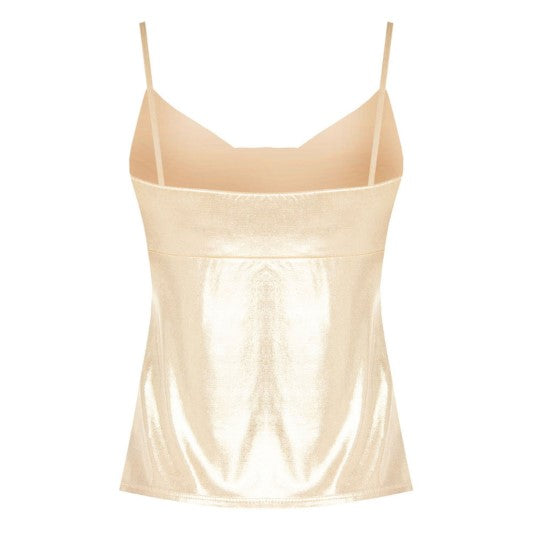 Top tessuto stretch spalmato spalline sottili