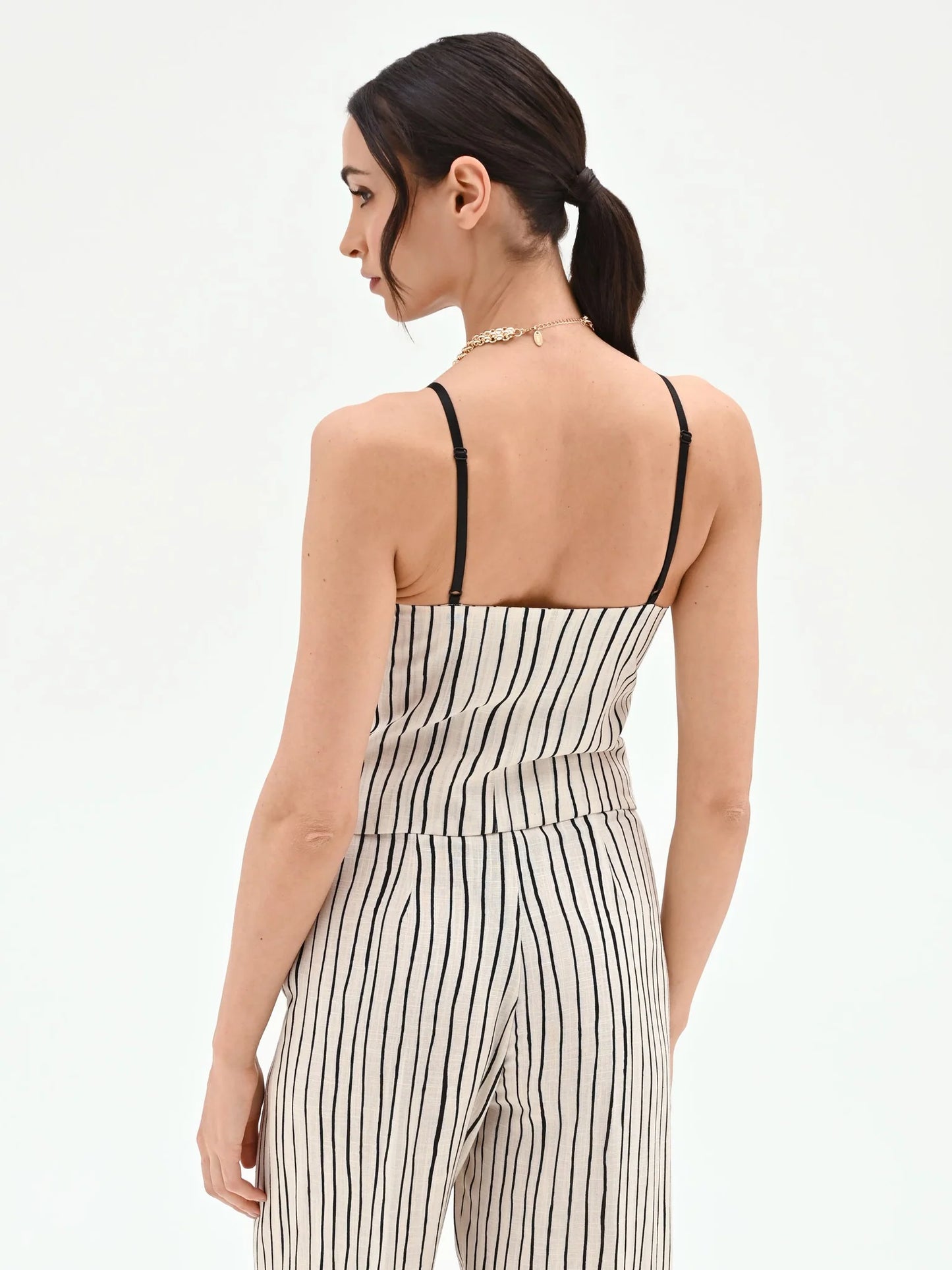 Top in Lino con Fantasia a Righe