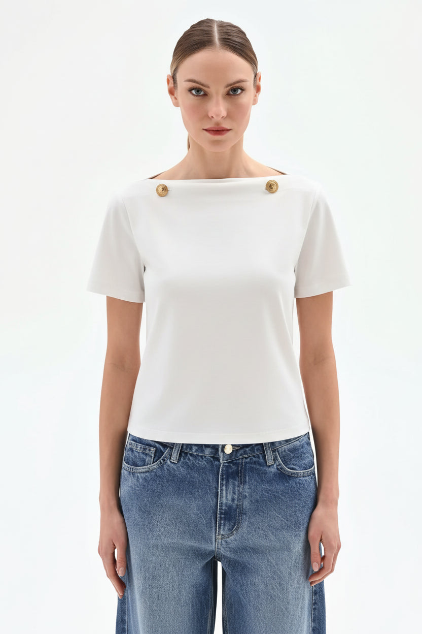 T-Shirt con dettagli Oro