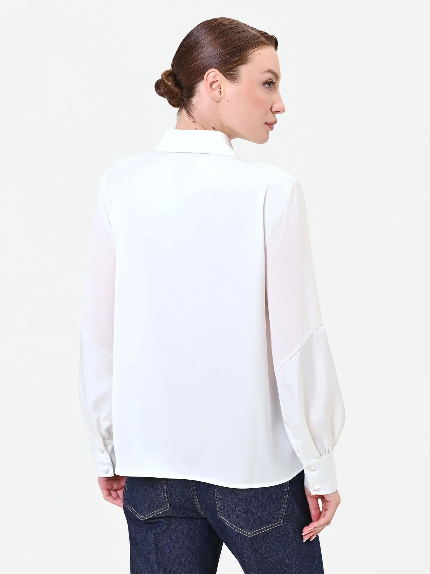 Camicia in Georgette con Inserto Geometrico