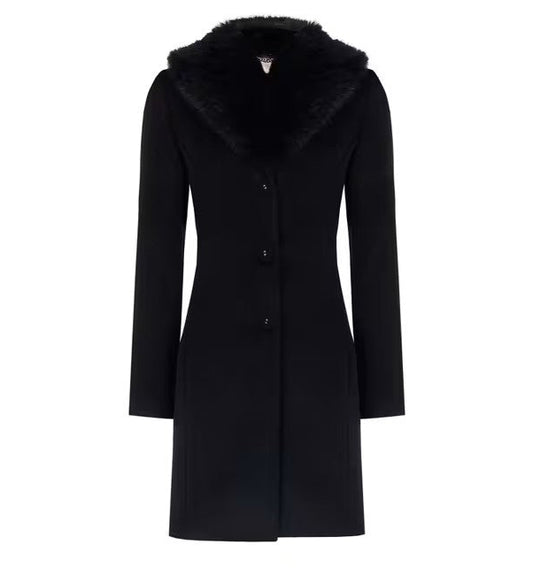 Cappotto con Collo effetto Pelliccia Removibile