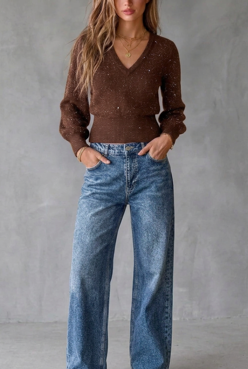 Pullover Scollo a V Glitter