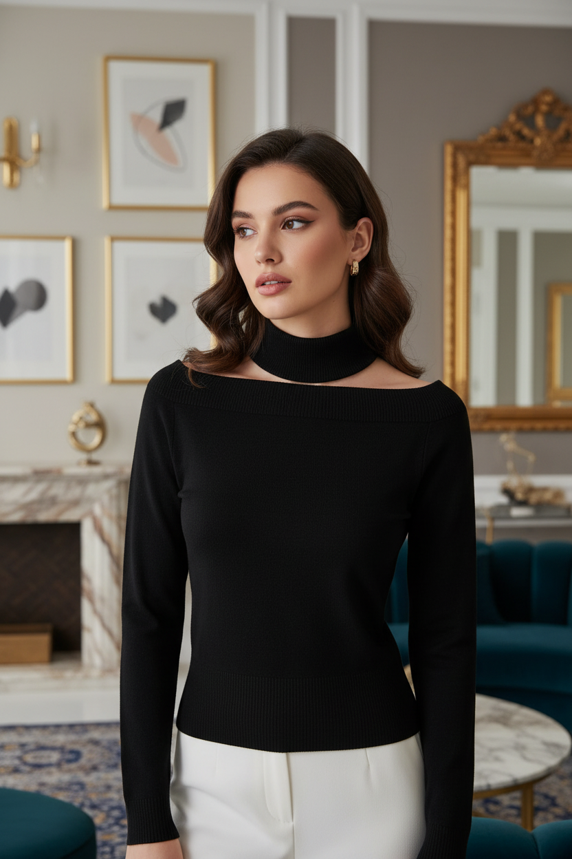 Maglia con dettaglio choker